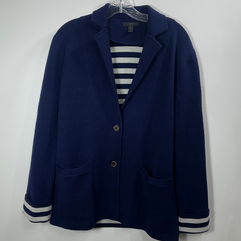 J. Crew Women’s Navy Wool Sweater Blazer size medium.
